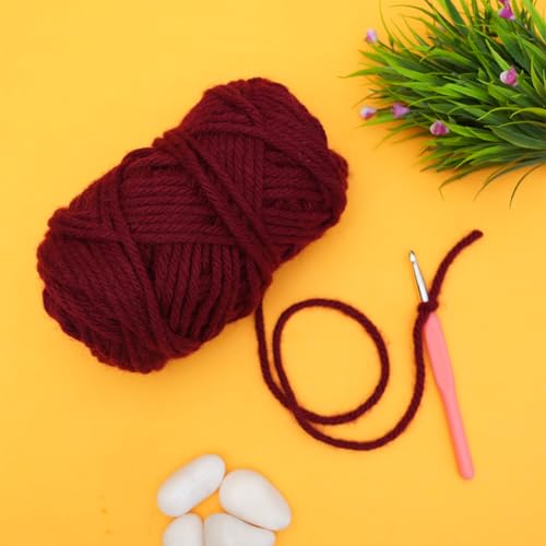 Image of picknMAKE DIY Crochet Placemat Kit for Beginners Adult - 13.75 Inch Round Maroon Placemat Craft Kit with Wool, 6MM Crochet Hook, Cutter & Step-by-Step Instructions - Perfect for Home Decor
