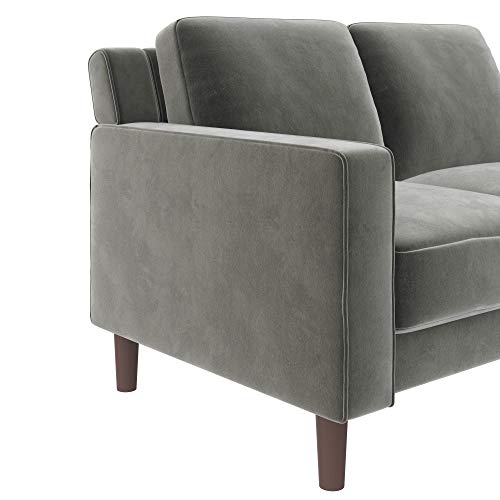 Dhp Brynn Loveseat Seater Upholstered, Living Room Furniture, Sofa, 2, Gray Velvet #TOP5