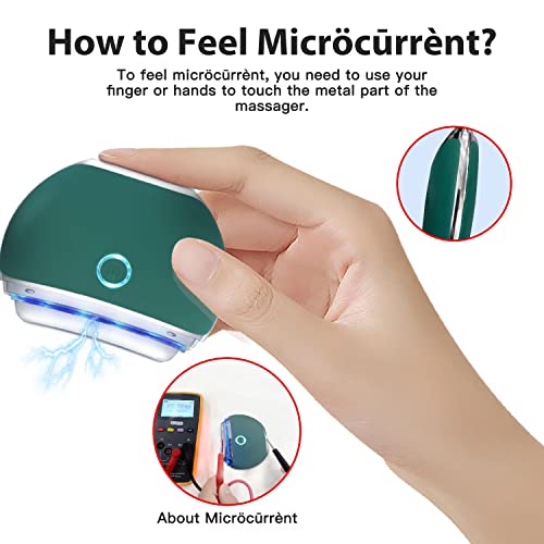 Electric Face Massager Gua Sha Scraping Tool, Portable Massage Tools For Skin Care, Body Pain Relief With 4 Modes, Heating, Micro Current, Vibration, Gifts For Men And Women(Green) #TOP4