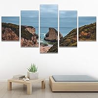 SIGNWIN 5 Panel Canvas Wall Art Aerial Beach Beach Coastal Cool Minimalism Multicolor Photography Relax/Calm for Home Decorations Ready to Hang - 60