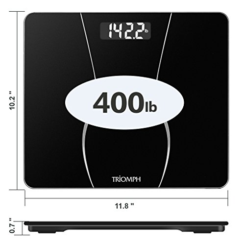 Triomph Smart Digital Body Weight Bathroom Scale With Backlit Shine Through Display, 400 Lbs Capacity And Accurate Weight Measurements (Black) #TOP1
