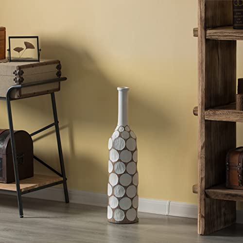Decorative Contemporary Floor Vase White Carved Divot Bubble Design with Tall Neck, 26 Inch by Uniquewise - Image 6