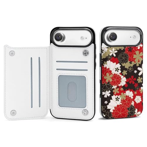 iPhone17Air用ケース 手帳型 和風 和柄 花 桜 アイフォン17Airケース 手帳型 背面 財布型 スマホケース 軽量 耐衝撃 ICカード収納 スタンド機能 おしゃれ シンプル
