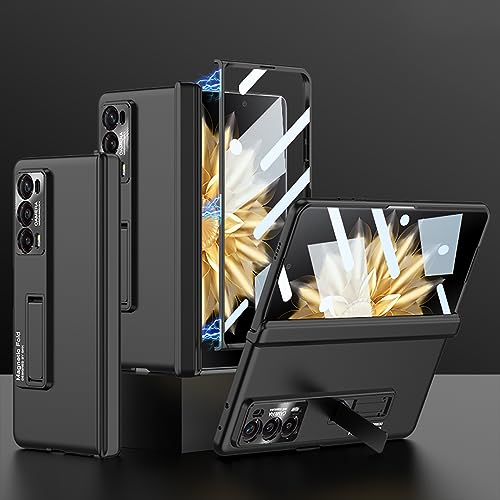COQUE Honor Magic V2 Hülle mit gehärteter Folie zusammenklappbare All-Inclusive-Hülle zusammenklappbare Handyhülle für Honor Magic V2-Schwarz
