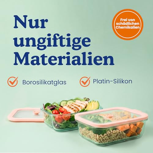 Ziruma Non-Toxic 355ml Glass Food Storage Containers with Lids - Overnight Oats, Plastic Free Meal Prep, Reusable, Airtight, Microwave and Freezer Safe, 4 Pack - Image 3