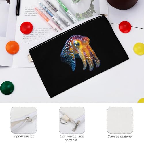 Cuttlefish Glowing Squid Fashion Coin Purse Change Makeup Bag Canvas Pencil Pouch Travel3