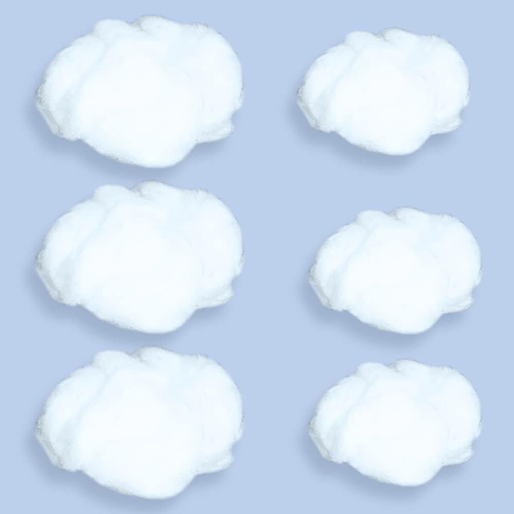 Cotton Simulation Cloud Decorations 3D Artificial Fake Clouds Props, Clouds for Ceiling, Room DIY Cloud Decor Art Stage Wedding Party for Stage Show Party Decor (6 Pieces, Small and Medium Size)