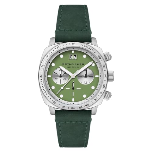 Spinnaker Men's 42mm Hull Chronograph Napier Green Watch with Leather Strap SP-5068-09