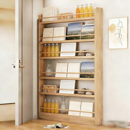 LCNDKF 6 Tier Slim Wall Mount Bookcase - Behind Door
