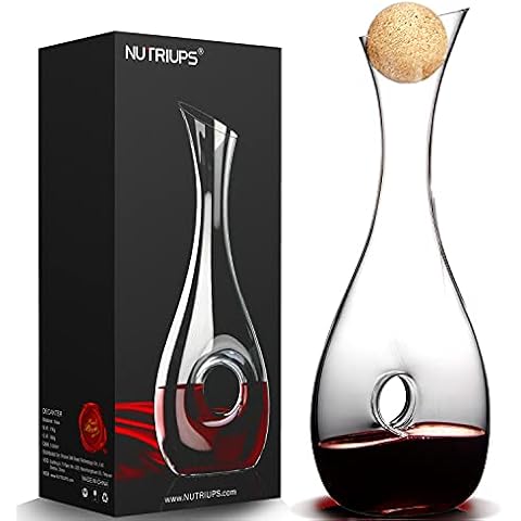 NUTRIUPS Wine Decanter with Stopper Hand Blown Wine Aerating Decanter Wine Carafe Decanter Pierced Decorative Snail Red Wine Decanters with Lid Cover