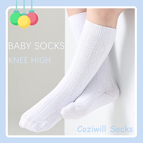 Baby Knee High Socks Girls Newborn Socks Boys Infant Tube Socks Cable Knit Knee High Stockings 0-3/3-6/6-12 Months 3/6 Pairs2