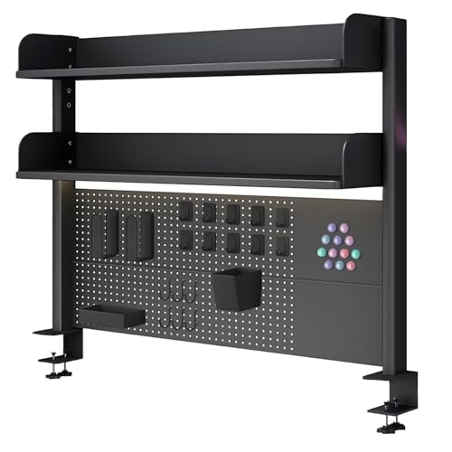 Genérico Estante de Pared para Garaje con Tablero Perforado, Almacenamiento de Brocas, Juego de Llaves, Soportes con Ganchos Largos, Organizador montado, centros de exhibición para el hogar, Estante