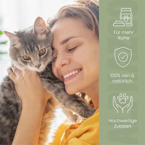 alphazoo Seelenruhe Futteröl für Katzen 250ml - Leinöl kaltgepresst mit Baldrian & Hopfen - Omega-3 Omega-6 Fettsäuren - Futterergänzung ohne künstliche Zusätze - für Tierarzt Umzug Silvester
