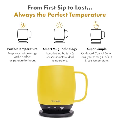 Image of Nextmug - Temperature-Controlled, Self-Heating Coffee Mug (Sunshine - 14 oz.)