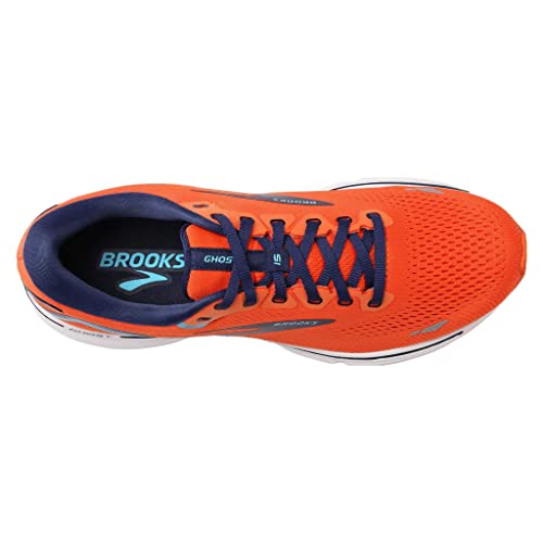 Brooks Men's Ghost 15 Running Shoe - Flame/Navy/Blue - 10.5 Medium