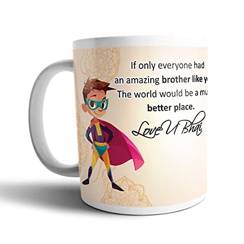 Image of CraftVatika Rakhi Gift Hamper with Chocolate, Rakhi with Mug Gift Box, Amazing Bro Printed Coffee Mug with Turtle Rakhi, AD work Raki with Greeting Card, Kitkat Chocolate