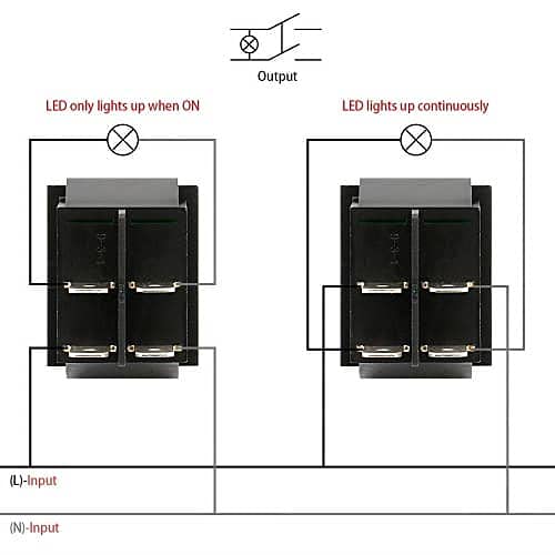 AUTOZOCO Interruptor Basculante DPST ON/OFF 4 pin, Interruptor Basculante DPST de Encendido y Apagado, Interruptor de Encendido/Apagado de Dos polos y Cuatro Terminales, 250 V - 16A, PVC, Luz Verde - imagen 3