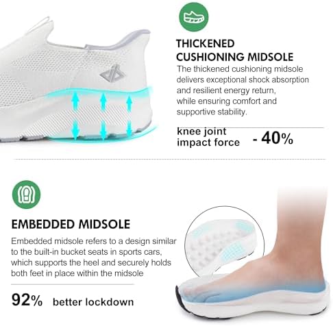 JACKSHIBO Mens Slip in Free up Hands Shoes Wide Toe Box Arch Support Orthopedic Walking Sneakers Cushioned Thick Zero Drop Sole Metatarsal Pads - Image 5