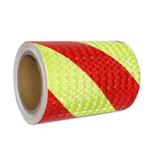 XFXIA Ruban Reflechissant Adhesif Rouge et Jaune 15cm x 10m Bande Reflechissante Autocollante Imperméable Bande Réfléchissante pour véhicules, voitures,...