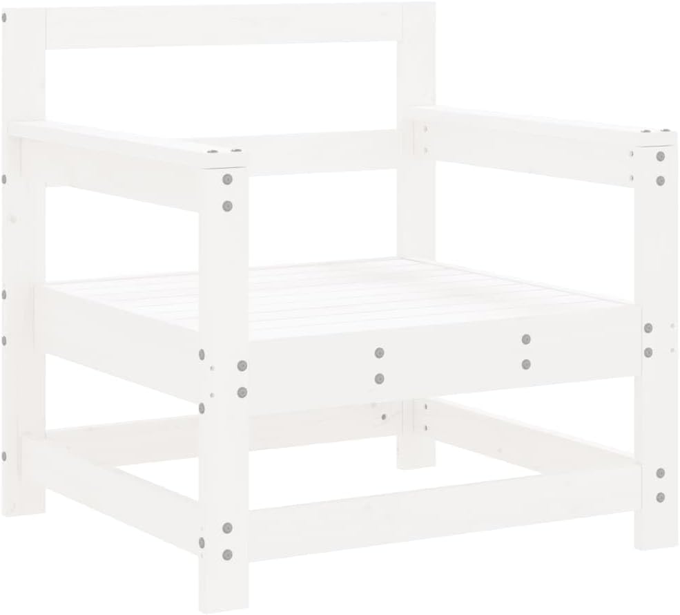 Patio Chairs 2 pcs White Solid Wood Pineoutdoor Furniture Patio Chairs Patio Set Patio Furniture setSuitable for Garden Courtyard