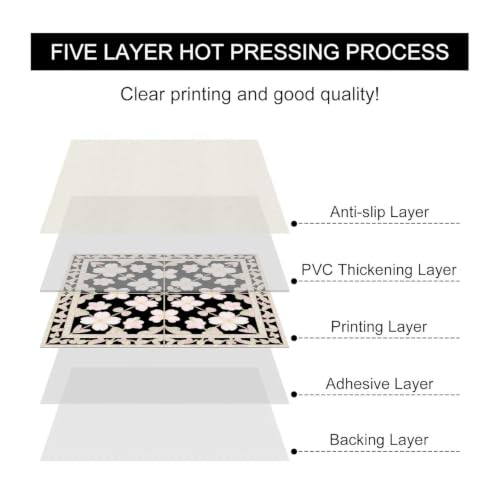 Image of Moroccan Tile Stickers | Waterproof Self Adhesive Peel & Stick Tile Decals for Kitchen Backsplash, Bathroom Wall, Floor, Furniture & Glass (8x8 Inch, Design 53)