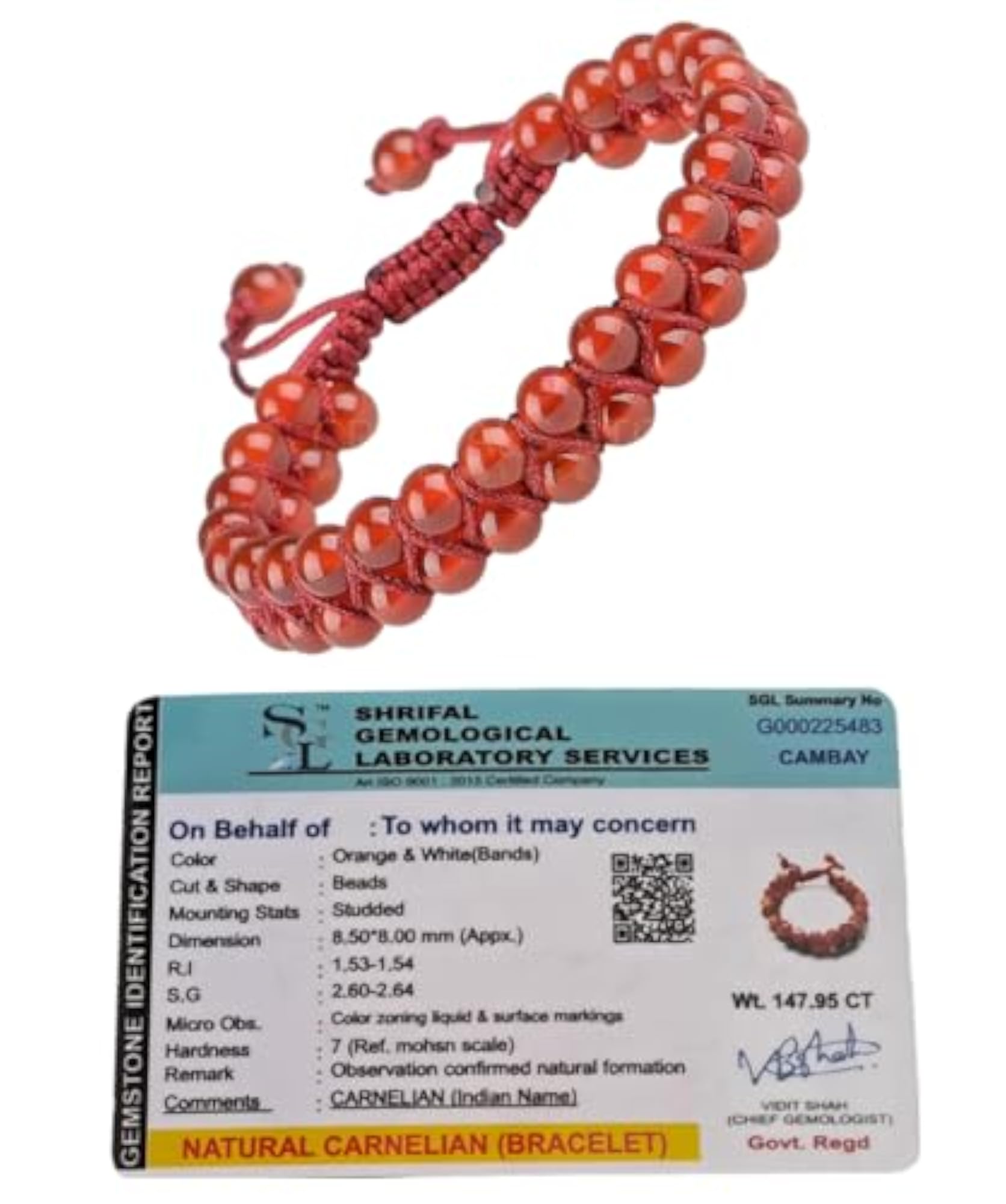 Natural Red Carnelian Double Layered Stone Bracelet, Reiki