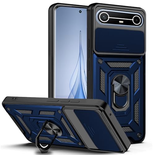 Image of AESTMO Tough Armor Tecno Pova Slim 5G Bumper Back Case Cover | Ring Holder & Sliding Camera Shield Cover | 360 Degree Protection Back Case Cover for Tecno Pova Slim 5G (Blue)
