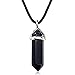 Produktbild Gemstone Stone Crystal Quartz Faceted Six Pyramid Chakra Sliver Pendant Necklace (Black agate) by necklace