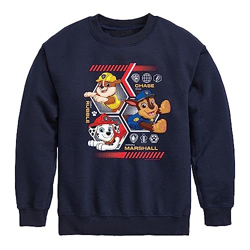 HYBRID APPAREL - Paw Patrol - Chase Rubble Marshall Hexagons - Toddler & Youth Crewneck Fleece Sweatshirt