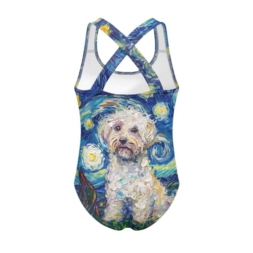 Image of WELLFLYHOM Girls Bathing Suits One Piece 5-14 Kids Full Coverage Swimsuits Cross Back Summer Swimwear for Beach Holiday