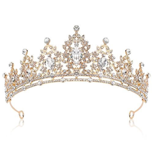Gold Birthday Crown Tiara Princess Crowns for Women Coronas Para Pastel Crystal Headbands for Bridal Birthday Party