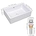 Aquaterior Porcelain Bathroom Vessel Sink Rectangle White Vanity Bowl Basin with Chrome Drain Overflow Industrial Modern