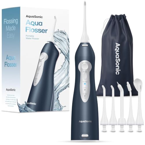 Image of AquaSonic Water Flosser - Cordless Rechargeable Water Flossers for Teeth Cleaning - Waterproof Aqua Flosser, Portable Oral Irrigator for Dental Cleaning with 5 Jet Tips - Braces Home Travel