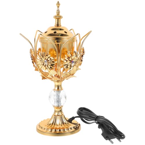 Angoily Elektrischer Räuchergefäß Aus Metall Arabischer Räucherofen Mit Dekorativem Design Kompakt Für Wohn Und Geschäftsräume Aroma Räuchergefäß Mit Warmem Licht