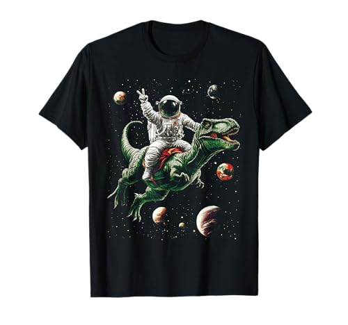 Astronaut Dinosaur T Rex Outer Space Science Galaxy Universe T-Shirt