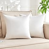 KUSNUG Organic Feather Down Throw Pillow Inserts (18x18 Inch, Set of 2) - 100% Cotton Shell, Filling of Feathers & Memory Foam, Square Decorative Pillow Form Core for Couch, Sofa, and Bed