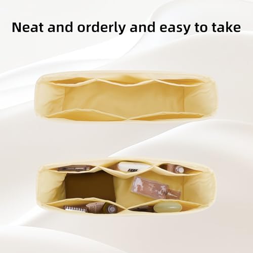 Image of DGAZ Purse Organizer Insert Fits Neverfullbag Mini /PM /MM /GM,Silk Bag Organizer,Luxury Handbag & Tote Shaper(Jaune poussin,GM)