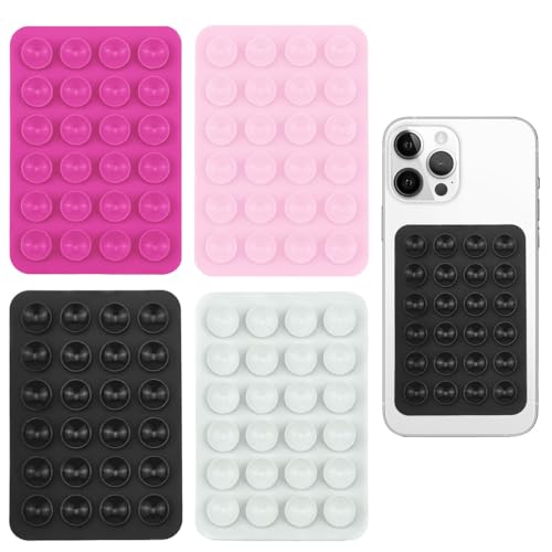 GNALIA Ventosa Móvil 4 Unidades Soporte Adhesivo Reutilizable Para Teléfono, Colores Negro, Blanco, Rosa Mexicano Y Rosa Claro, Tamaño Estándar
