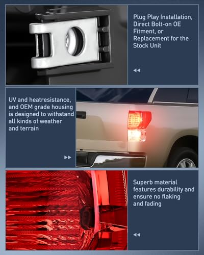 Image of Nilight Taillight Assembly Compatible with 2007 2008 2009 2010 2011 2012 2013 Toyota Tundra Rear Tail Light Lamp Replacement OE Style Right Passenger Side