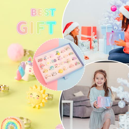 Girl Rings, Adjustable Jewelry Rings Set And Play Dress Up Rings For Kids And Little Girls, Unicorn/Mermaid/Flower Rings 24 Pcs #TOP5