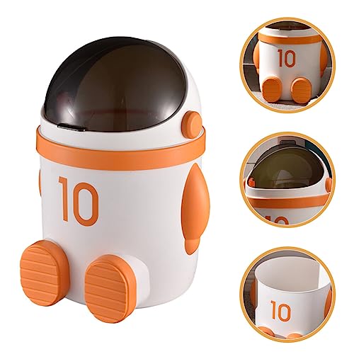 Bote de basura infantil con tapa diseño caricatura Alipis naranja miniatura 4