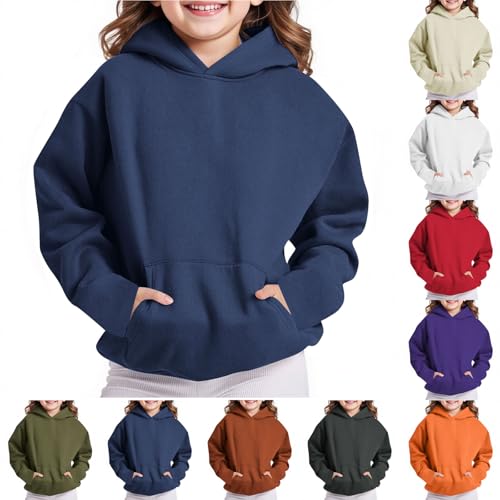 Girls Oversized Hoodies Long Sleeve Loose Hooded Sweatshirts Casual Basic Solid Color Pullover Tops for 4-14 Years2