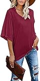 ♥Style: Kurzarm einfarbig v-ausschnitt T-shirt. Batwing Ärmel design ist etwas ganz Besonderes - Ein Must Have für jede Fashionista.