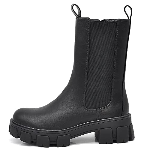 IF FASHION Stivali Stivaletti Anfibi Scarpe Chelsea da Donna Platform 890 Nero N.40