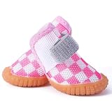 Paipeper Dog Shoes for Small Dogs,Breathable Dog Boots,Pet Paw Protector for Hot Pavement and Winter Snow,Outdoor Walking and Indoor Hardfloors(Pink-Size 3)