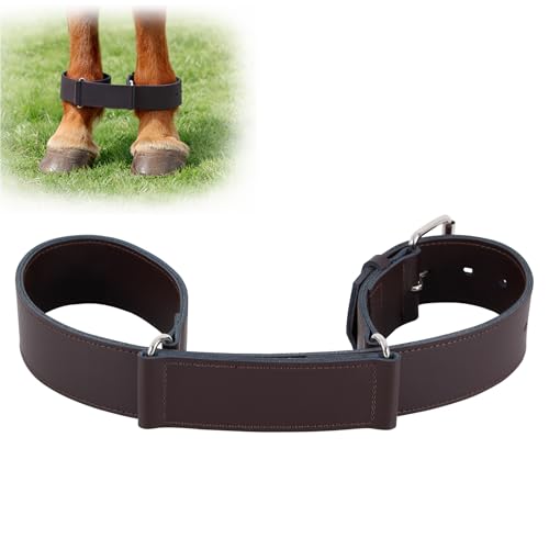 OOWDN Horse Hobbles 17.3 Adjustable Hobbles Leather for Horses Legs Training 2-Leg Hobbles for Control Running and Kicking