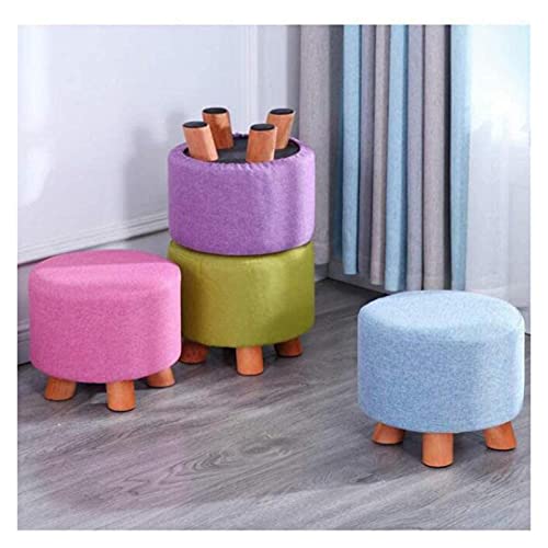 Pouf rond vert de salon idéal comme tabouret à langer d'entrée - 8