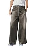 Verdusa Men's Zipper Fly Wide Leg Jeans High Waist Loose Denim Long Pants with Pocket Dark Grey Medium