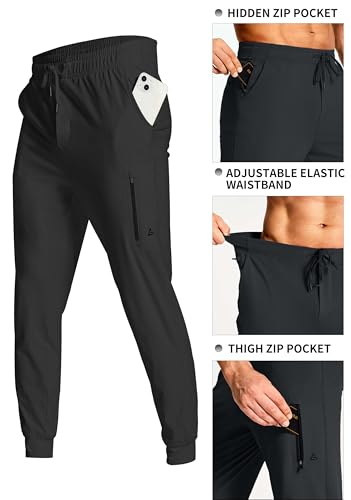 Men's Athletic Joggers with Zipper Pockets Stretch Track Pants Workout Running Gym Golf Sweatpants for Men4