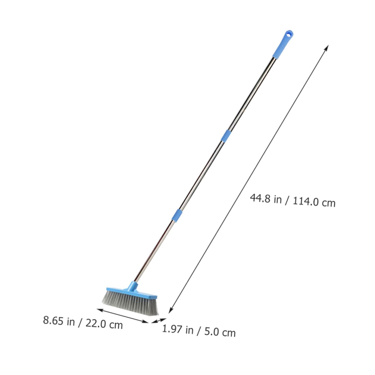 Balai Manche Long Avec Brosse Biseautée - Pour Coins Et Sous Meubles - Acier Inoxydable Et Plastique - Nettoyage Intérieur/extérieur - 4